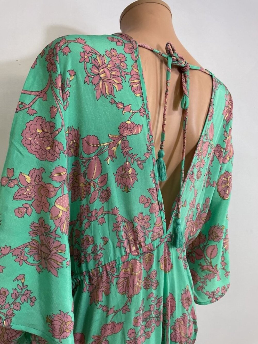 Green Floral Pool Maxi Cover-Up Slit Dress Muumuu Womens XL - Picture 4 of 8